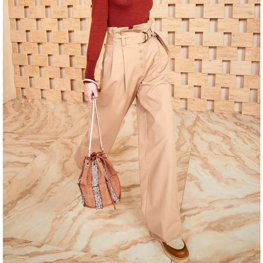 Ulla Johnson Womens brown 100% cotton Harriet pleated belted trousers 10